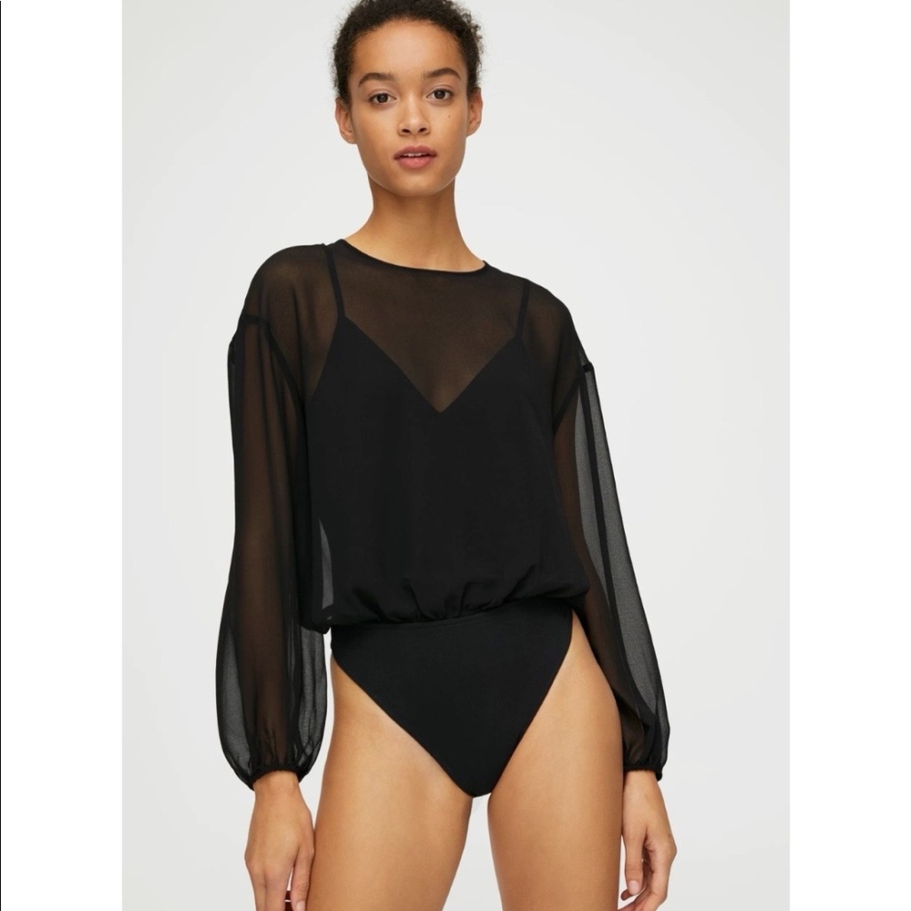 Aritzia Wilfred Black Bodysuit Blouse size S